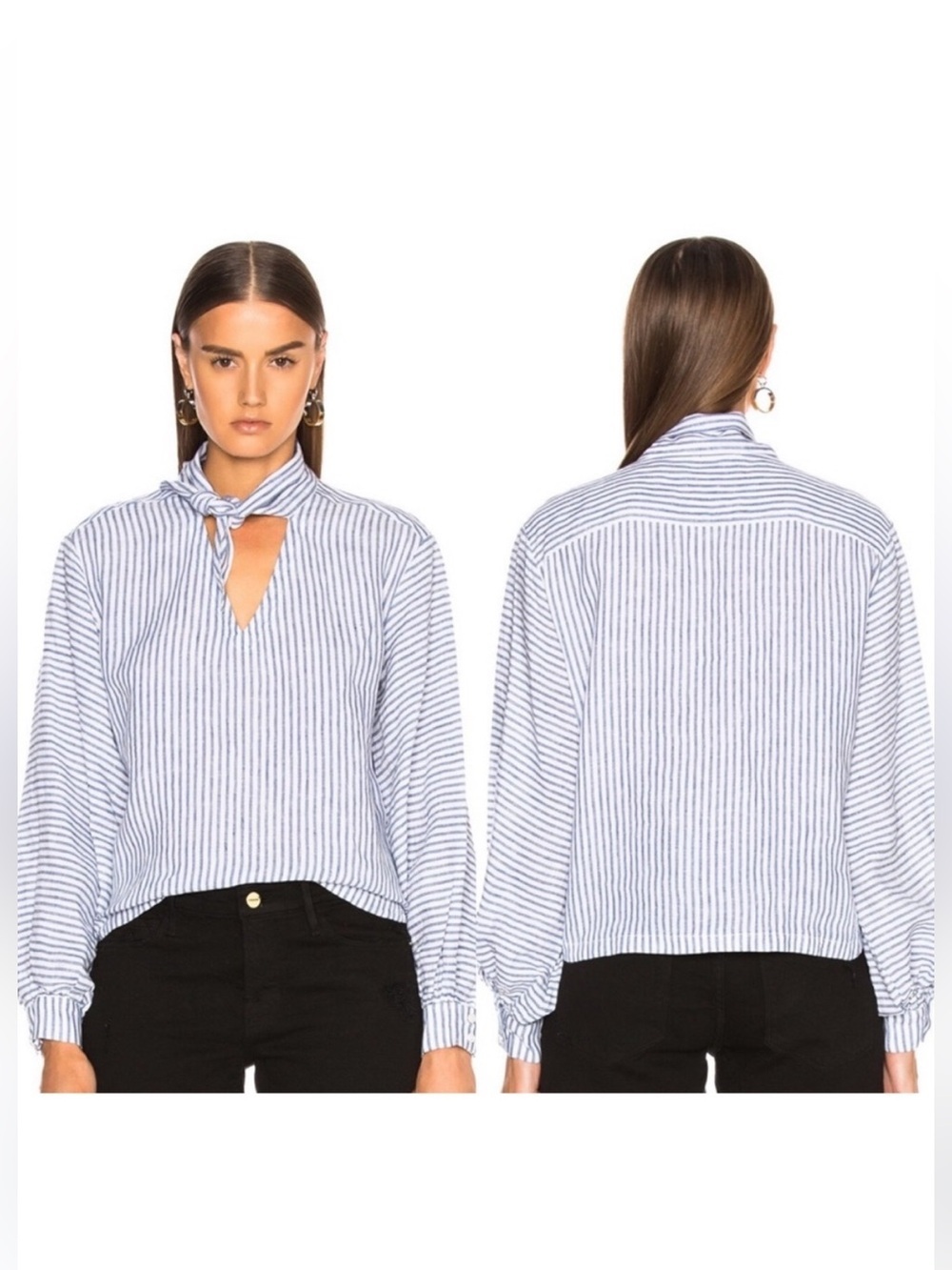 FRAME Handkerchief Striped Linen Top